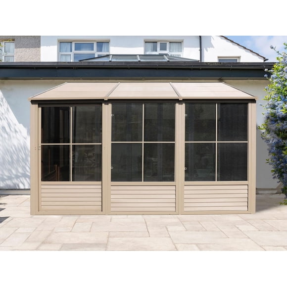 Gazebo Penguin Florence - Wall Mounted Solarium 8 ft. x 12 ft. Metal Roof in Sand