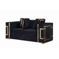 thumbnail image 3 of K-Living Willow Causeuse avec accent doré en velours noir, 3 of 3