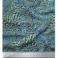 thumbnail image 1 of Soimoi Blue Moss Georgette Fabric Leopard & Peacock Animal Skin Print Sewing Fabric BTY 44 Inch Wide, 1 of 3
