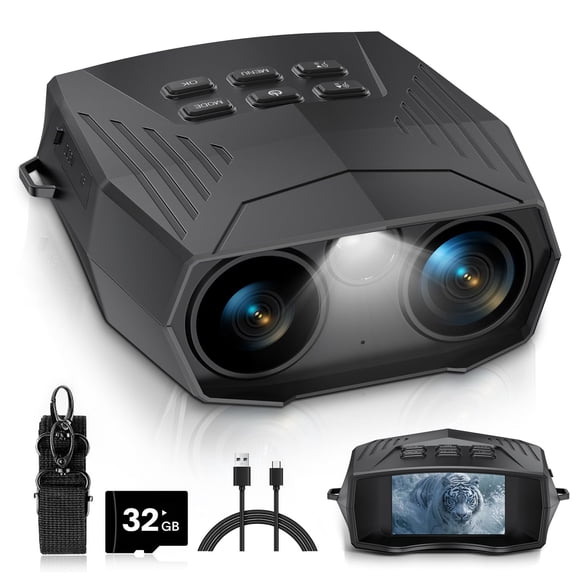 Night Vision Goggles - 5K Night Vision Binoculars for Adults, 5000mAh Rechargeable Infrared Binoculars with 3'' Large Screen, 10X Digital Zoom Externa