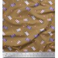 thumbnail image 2 of Soimoi Brown Poly Georgette Fabric Anchor Hook & Small Country Flag Print Fabric by Yard 42 Inch Wide, 2 of 3