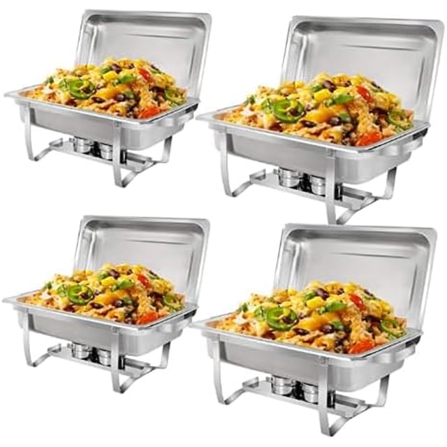 Yiwa Stainless Steel Buffet Chafer, Durable Rectangular Food Warmer with Mirror Finish for Catering, Wedding, Events