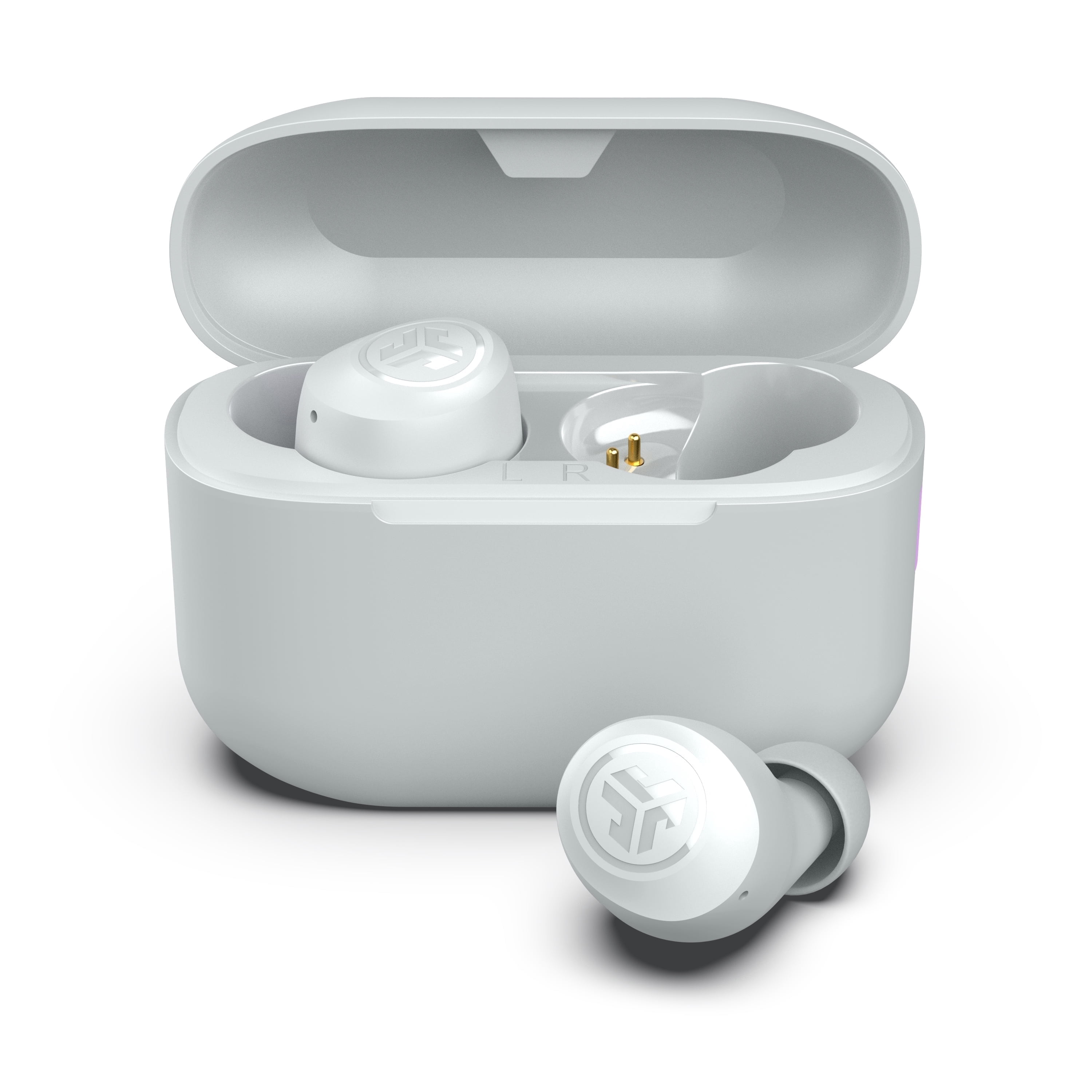 JLab Go Pop+ True Wireless Earbuds, Cloud White, Bluetooth 5.3, Dual Connect, IPX4, Be Aware Mode, Custom Sound & Controls via App