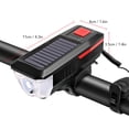 thumbnail image 2 of Amdohai Solar / USB Charging Bike Light Bicycle Bell Horn Lamp Bike Flashlight Bike Front Light USB / Solar-Powered Rechargeable Waterproof Cycling Headlight with3 Modes 5 Sounds Fits Mountain Road, 2 of 7