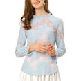 thumbnail image 1 of INSPIRE CHIC Women's Crochet Lace See Through Floral Ruffle Neck Blouse, 1 of 7