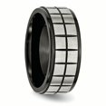 thumbnail image 4 of Bague en Acier Inoxydable Brossée et Ip Plaquée Noire de 9 Mm 10.5 Taille, 4 of 6