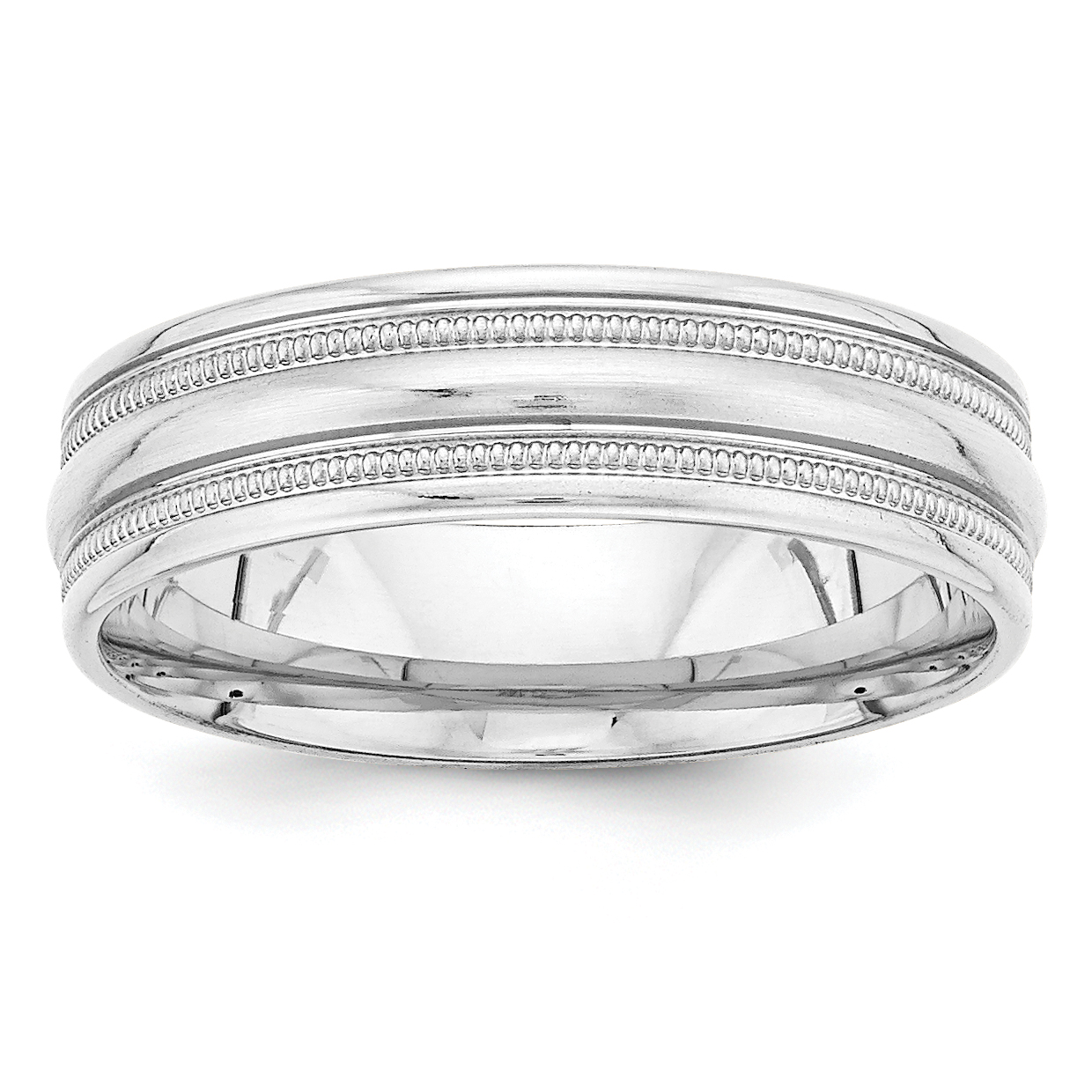14K White Gold Heavy Comfort Fit Fancy Band