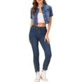 thumbnail image 2 of INSPIRE CHIC Veste Décontractée pour Femme Manches Courtes Veste en Jean Denim Courte Bleu TP, 2 of 7