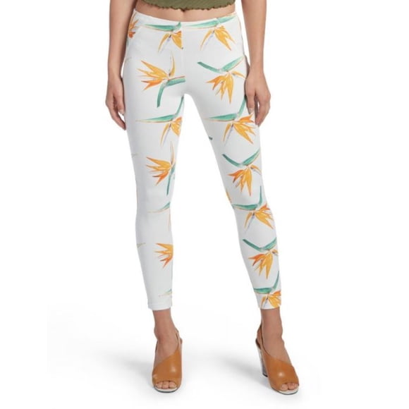 HUE U18750 Simply Extensible Skimmer TROPICAL Floral White LEGGING Pant ( TP )