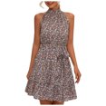 thumbnail image 1 of EQWLJWE Robes d'Été pour Femmes 2023 Mode pour Femmes Décontractée à Imprimé Floral Col Suspendu Sans Manches à Bretelles Robe à Lacets, 1 of 8