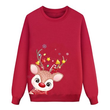 Casual Christmas Women Long Christmas Pajamas Shirts for Family Sleeve Sweatshirt Pullover Letter Gnome Christmas Pajamas Family Printed Lightweight Sweatshirt Family Matching Outfit