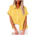 thumbnail image 1 of asjyhkr Blouses for Women Button down Short Sleeve T Shirt Solid Color Fashion Summer Tops Solid Color, 1 of 5