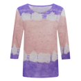 thumbnail image 5 of Pompotops T-shirt Imprimé Mode Femme Mi-Longueur Manches 3/4 Blouse Col Rond Manches Décontractées, 5 of 5