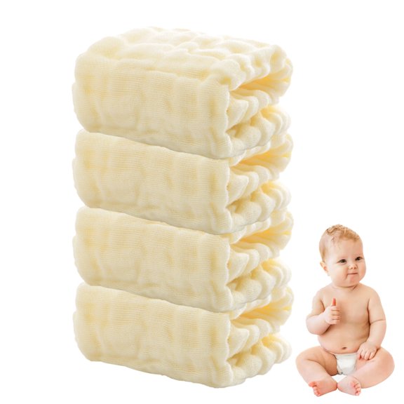 Baby Muslin Washcloths - Soft Face Cloths , Absorbent Bath Face Towels, Pack of 4