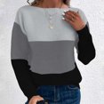 thumbnail image 2 of Timegard Tops for Women Lightweight Drop Shoulder Sweaters Crewneck Long Sleeve Pullover Tops Block Color, 2 of 8