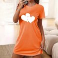 thumbnail image 2 of Pyjama pour Femmes Nuisette pour Femmes à Manches Courtes Vêtement de Nuit Confortable Chemises de Nuit Imprimées Col Ras du Cou T-Shirt de Nuit Robe de Sommeil Douce Coupe Ample Robe de Pyjama Orange TG, 2 of 5