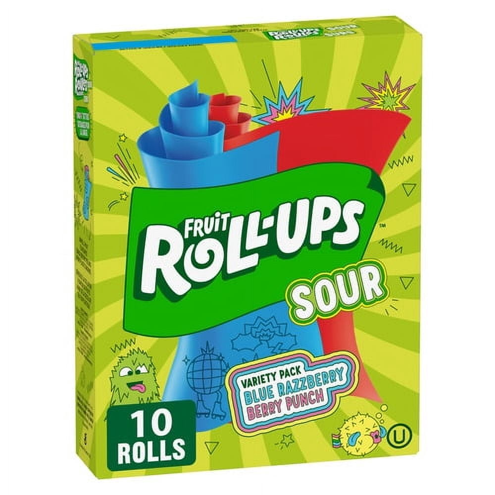 Fruit Roll-Ups Sour Blue Razzberry and Fruit Punch Flavours