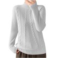 thumbnail image 1 of cfhntfmh Sweaters for Women Mock Neck Long Sleeve Solid Sweater Tops Fall Fashion 2024 Cable Knit Pullover Sweaters, 1 of 3