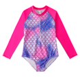 thumbnail image 2 of Girl Rash Guard Swimsuits Ruffle Long Sleeve Sun Protection Bathing Suit for Teens 10-12 Years, 2 of 3