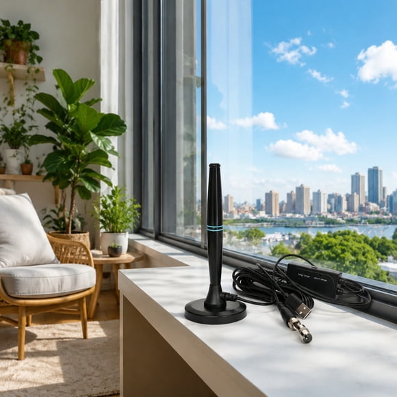 EGNMCR Tools&Home Improvement High Definition Indoor And Outdoor Antenna Omnidirectional Magnetic Base Small Suction Cup TV Antenna With Amplifier High definition indoor and outdoor antenna