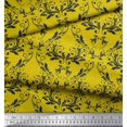 thumbnail image 3 of Soimoi Yellow Crepe Silk Fabric Filigree Damask Print Sewing Fabric Yard 42 Inch Wide, 3 of 3