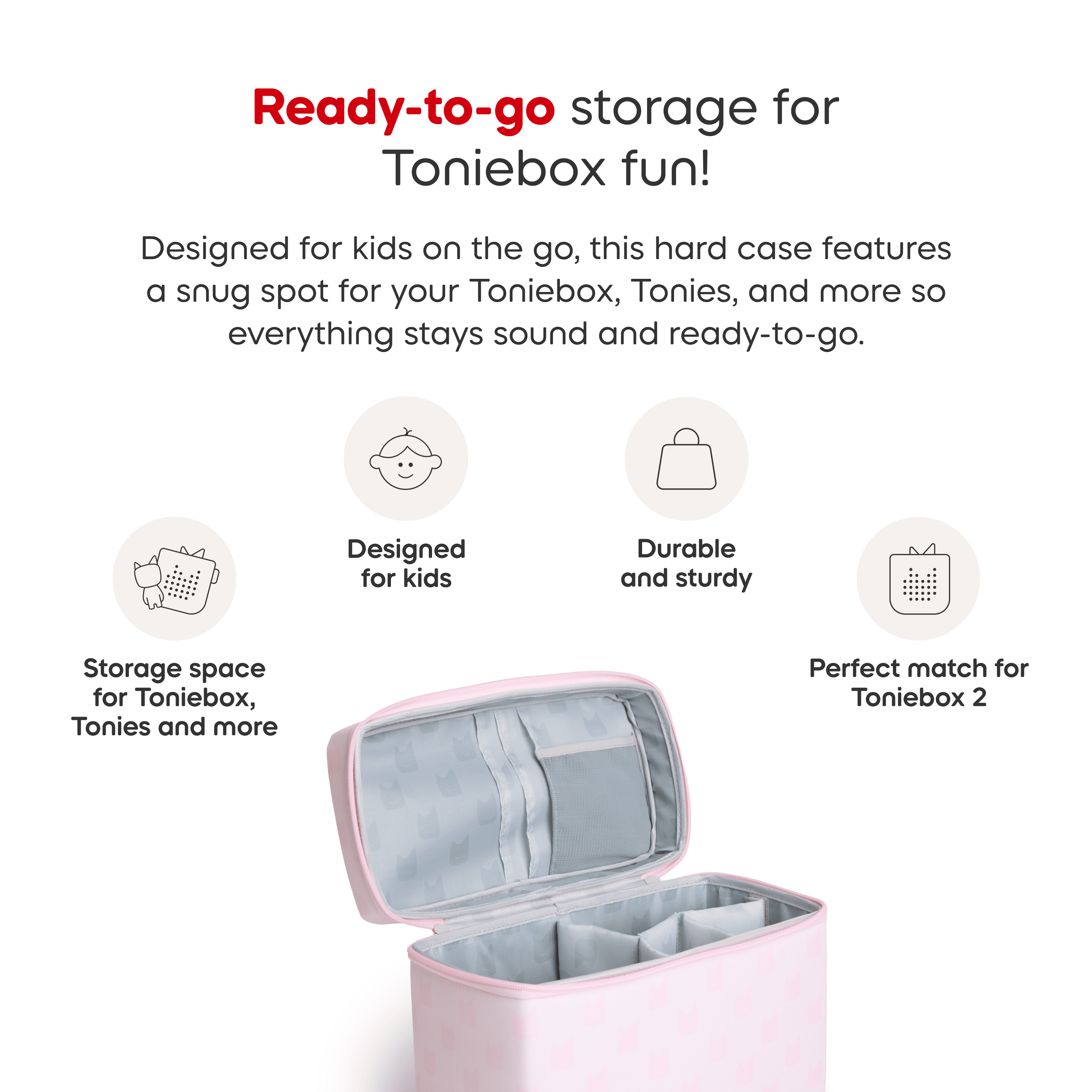 tonies Étui de transport tout-en-un Toniebox – Rose nuage