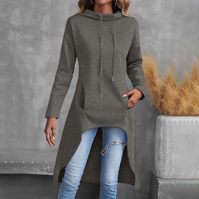 Jusqu'à 50 % de Réduction tumgatte Hauts pour Femmes Sweat à Capuche à Manches Longues Design Mode Solide Sweat à Capuche pour Femmes avec Poche Pull d'Automne Vêtements d'Automne Mode pour Femmes