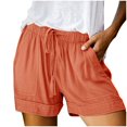 thumbnail image 1 of Womens Comfy Drawstring Splice Casual Elastic Waist Pocketed Loose Shorts Pants, 1 of 4