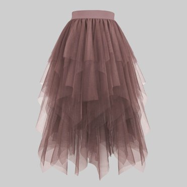 New Release,Women's High Waist Puff Skirt Star Spring Summer Mesh Layer Cake Skirt Elegant Half-Length Skirt for Casual and Party Wear Day-to-Day Wear|95%Polyester,5%Spandex,Brown,Sopatenor