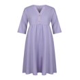 thumbnail image 3 of CHUANK Robe Maxi Ample à Manches Longues en Coton et Lin pour Femmes, Grande Taille, Unie, Boutonnée, 3 of 7