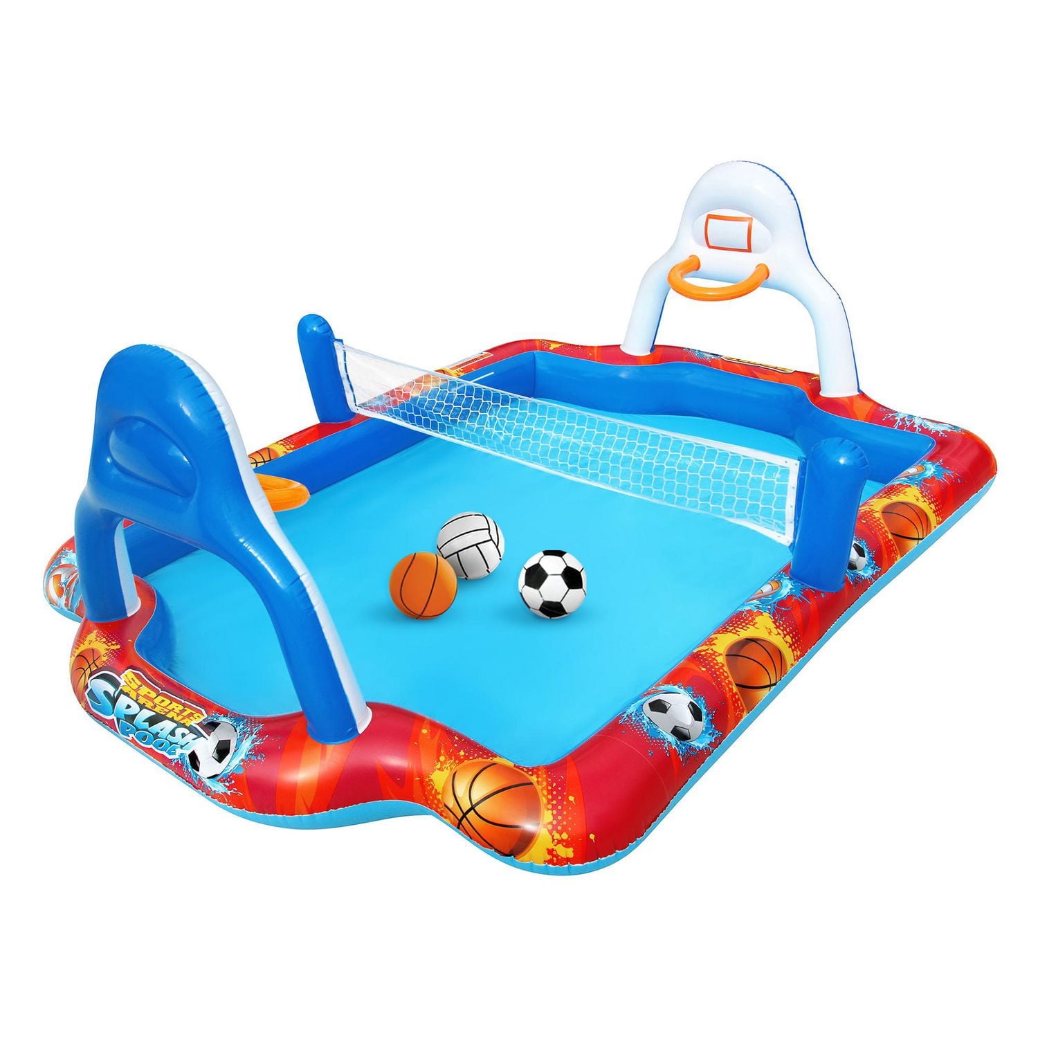 Banzai Sports Arena Splash Pool 4-In-1 Water Play Kids Outdoor Games Inflatable, Ages 3+
