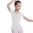 thumbnail image 3 of Aislor Filles Enfants Manches Courtes Coton Extensible Ballet Danse Gymnastique Justaucorps Tenue de Danse Blanc 10, 3 of 7