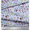 thumbnail image 2 of Soimoi Rayon Crepe Fabric Scissor,Buttons & Machine Sewing Fabric Prints by Yard 46 Inch Wide, 2 of 3
