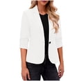 thumbnail image 1 of Timegard Vestes Formelles pour Femmes Manches 3/4 Froncées Couleur Unie Travail Affaires Décontracté Blazer Vestes de Complet, 1 of 7