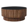thumbnail image 1 of Montoya Coffee Table - 34" Round Top - Mango Wood Fluted Plinth Base, 1 of 17