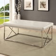 thumbnail image 2 of Furniture of America Motto Contemporary Faux Leather Tufted Bench in White, 2 of 4