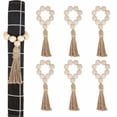 thumbnail image 1 of Oleegame 1PC Placemat Idyllic Wood Bead Tassel Napkin Ring Elastic Napkin Buckle Adjustable Hand Woven Rope Napkin Ring, 1 of 9