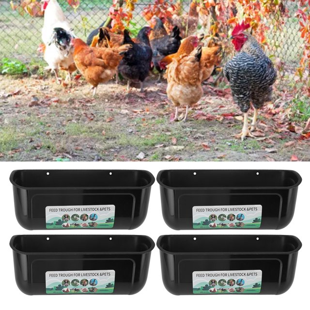 Haofy Large Chicken Feeder Trough with Clips Hanging Chicken Feeder Trough, Feeding Duck Goose Goat Sheep Dog for Livestock Feeding Container Waterer Bucket