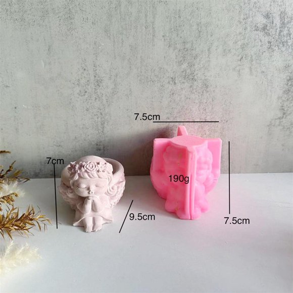 Moule en Silicone en Plâtre pour Pot de Fleurs Fille Endormie avec Soutien de Joue Ange Enfant Vase de Maison Déco Bricolage Moule en Résine Époxy Béton