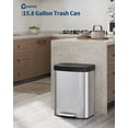 thumbnail image 2 of 60L / 16 Gallon Stainless Steel Step Trash Can - Soft-Close Lid, Removable Inner Buckets, Fingerprint Resistant, Large Capacity Kitchen Bin with Rear Handle for Home or Office, Stainless Steel Color, 2 of 7
