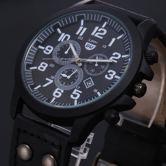 TopLLC Men's Watch Fashion Wrist Watch Military Leather Date Quartz Analog Men's Quartz Wrist Watches Watch for Men