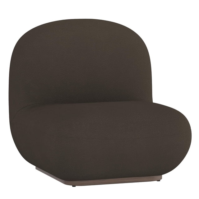 Fauteuil d'Appoint Contemporain en Tissu Bouclé - Charbon avec silhouette Arrondie Surdimensionnée, Entièrement Rembourré en Tissu Bouclé Charbon Texturé, Coussinage Ferme et base Fini Bois, Idéal pour les Sièges de Salon, les Chambres Ou les Coins de Couloir Douillets.