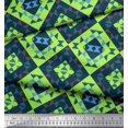 thumbnail image 3 of Soimoi Green Velvet Fabric Check & Geometric Print Fabric by the Yard 58 Inch Wide, 3 of 5