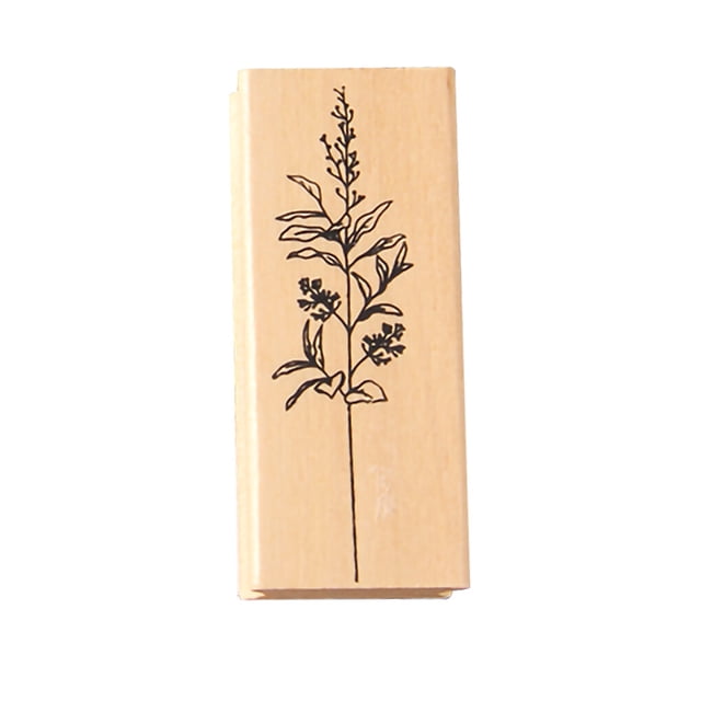 kurtrusly Stamp Rectangular Wood Rubber Scrapbooking Stamp DIY Flower Printing Photo Album Seal, Type 1