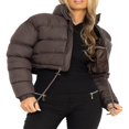 thumbnail image 2 of Manteau Chaud Automne Hiver pour Femmes Couleur Unie Manches Longues Col Montant Fermeture Éclair, 2 of 4