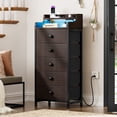 thumbnail image 4 of GUNAITO Commode à DEL pour Chambre avec 5 Tiroirs, Haute et Étroite, Commode de Rangement en Tissu pour Adultes, Brun, 4 of 9