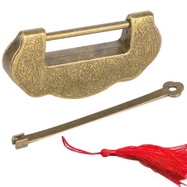 Retro Lock, Vintage Lock Ming Qing Dynasty For Cabinet Bronze