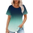thumbnail image 1 of Plebaso Hauts pour Femmes Été Manches Courtes Col Rond Tunique Habillée Ample Mode Dégradé de Couleur Blouses, 1 of 5