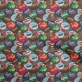thumbnail image 1 of oneOone Coton Popeline Sergé Brun Tissu Rétro Bouteille Soda Cap Robe Tissu Tissu Imprimé par la Cour 56 Pouces Large-Ta, 1 of 5