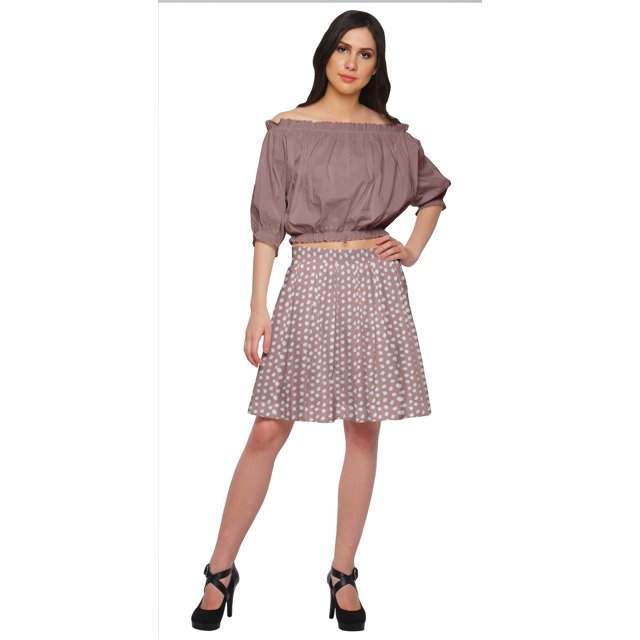 Moomaya Jupe Courte Plissée en Coton Imprimé Mini pour Femmes Vêtements Décontractés